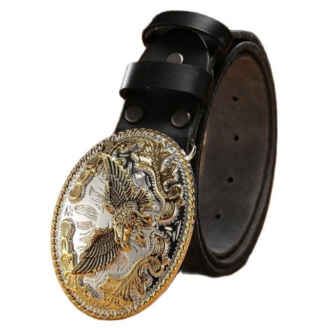 Luxury Cowgirl Real Leather Belt gold eagle big buckle