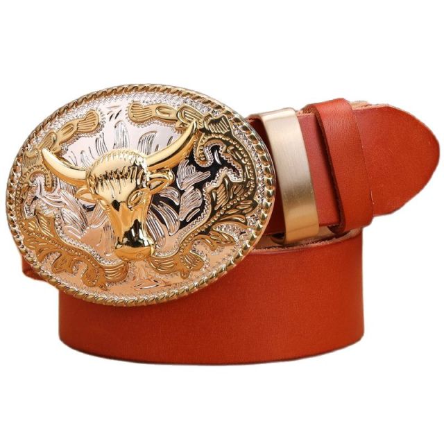 Luxury Cowgirl Real Leather Belt gold eagle big buckle