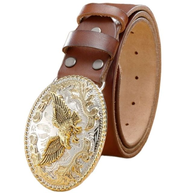 Luxury Cowgirl Real Leather Belt gold eagle big buckle