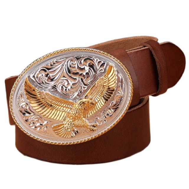 Luxury Cowgirl Real Leather Belt gold eagle big buckle