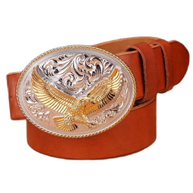 Luxury Cowgirl Real Leather Belt gold eagle big buckle