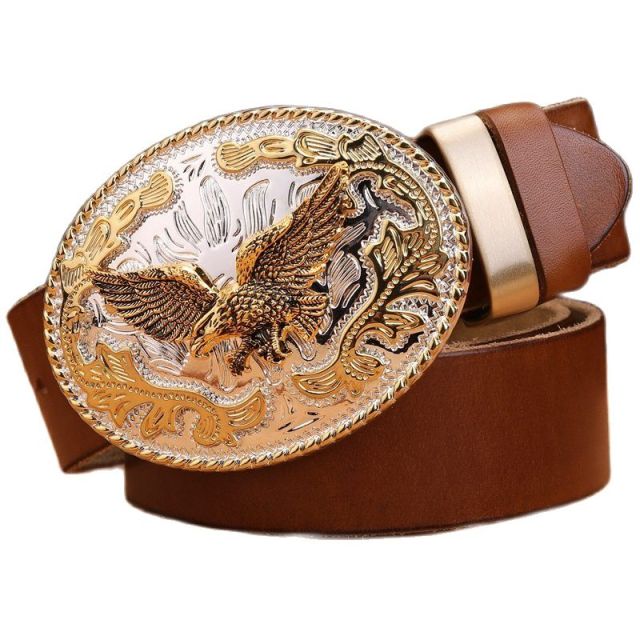 Luxury Cowgirl Real Leather Belt gold eagle big buckle