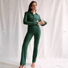 Winter Undergarment Long Sleeve Ribbed Jumpsuits For Women One piece Pajamas