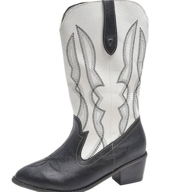 2024 Woman Mid Calf Cowgirl Boots Big Size 43