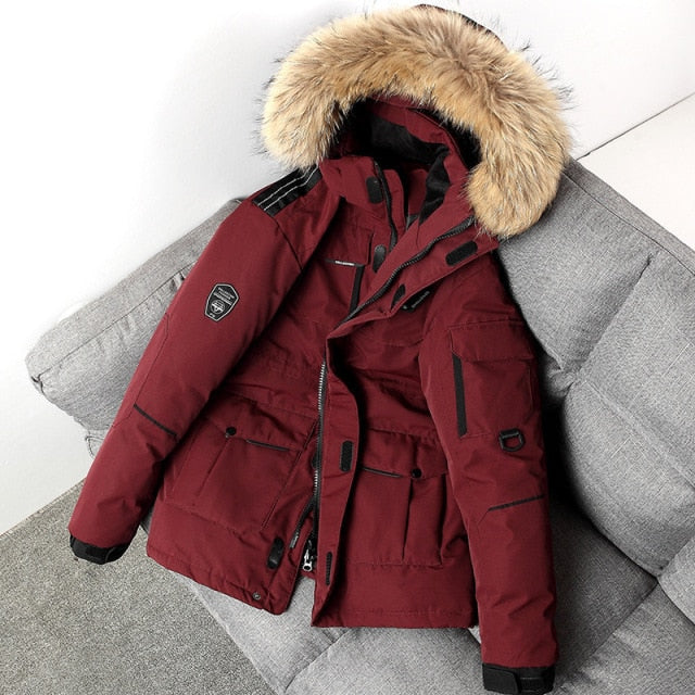 Ashore Shop Mens Warm Duck Down Parka with Fur Collar