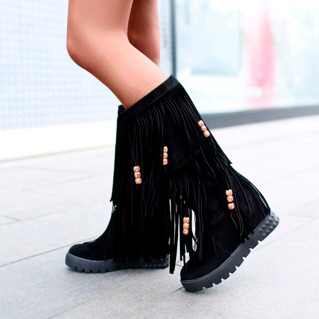 Womens Boho Boots Shoes Plus Size Autumn Winter Flats Boots