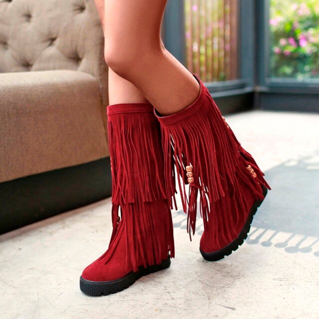 Womens Boho Boots Shoes Plus Size Autumn Winter Flats Boots