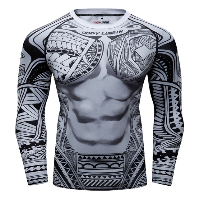 Ashore Shop Men's Running Long Sleeve Rash Guard Compression Shirt