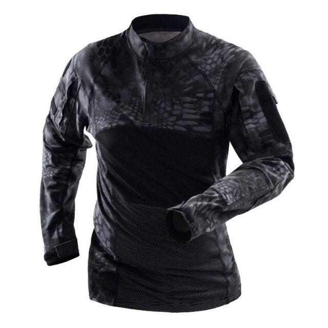 Mens Tactical Shirt Men Camouflage Army Long Sleeve T Shirt Cotton Combat Shirts