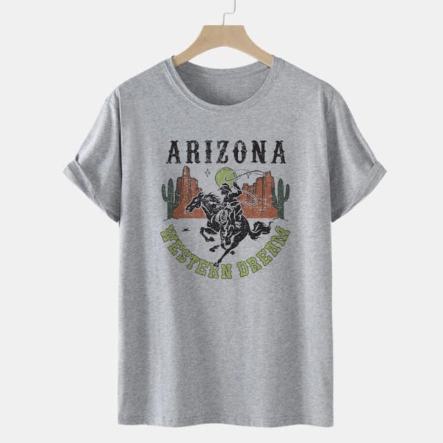 Arizona Cowgirl Desert Cactus Graphic T Shirts Retro Western Cowgirl Women's T-Shirt