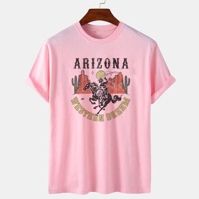 Arizona Cowgirl Desert Cactus Graphic T Shirts Retro Western Cowgirl Women's T-Shirt