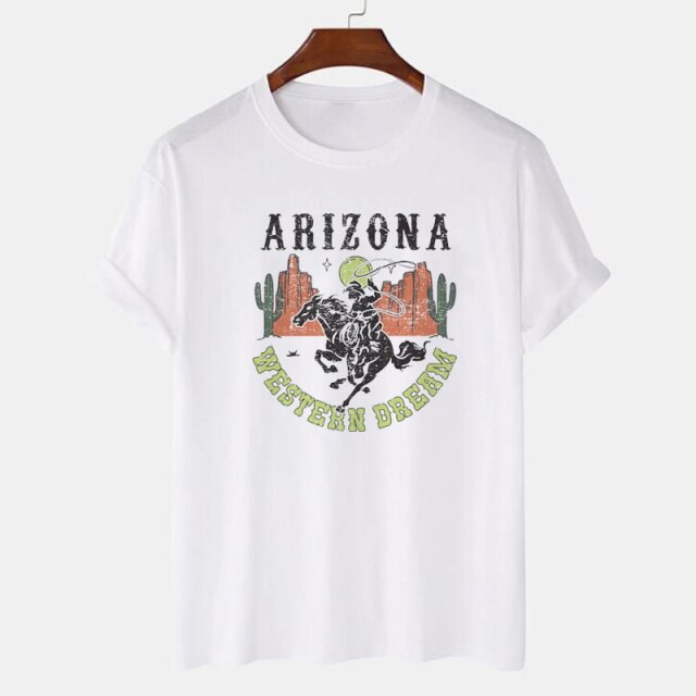 Arizona Cowgirl Desert Cactus Graphic T Shirts Retro Western Cowgirl Women's T-Shirt