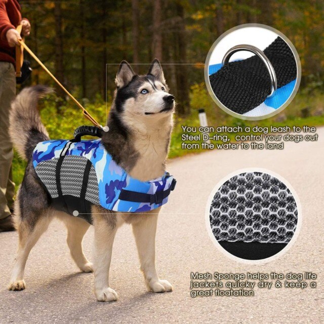 Ashore Shop Dog Pet Life Jacket Reflective Preserver Vest with Handle