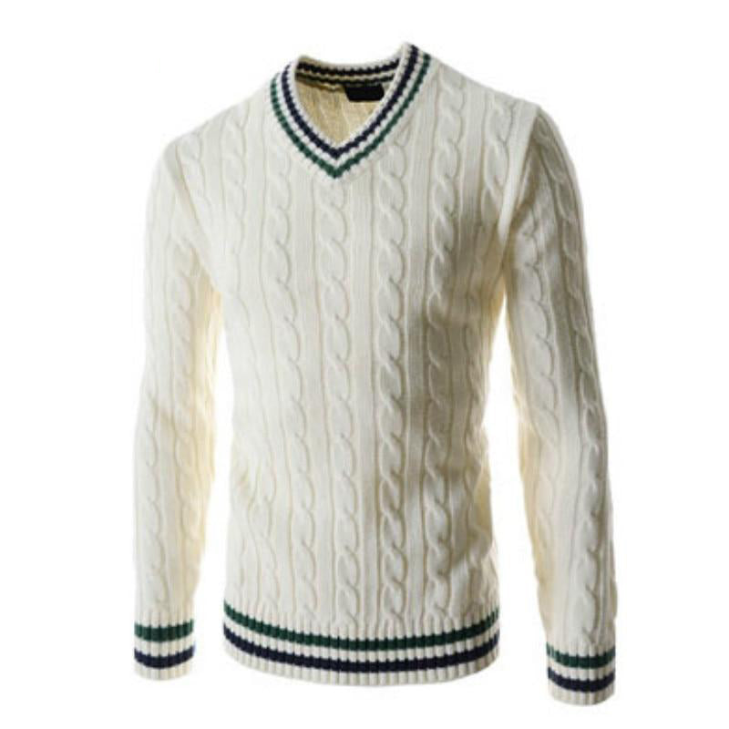 AshoreShop Mens Knitted pullover Long Sleeve Vneck Vintage Sweater