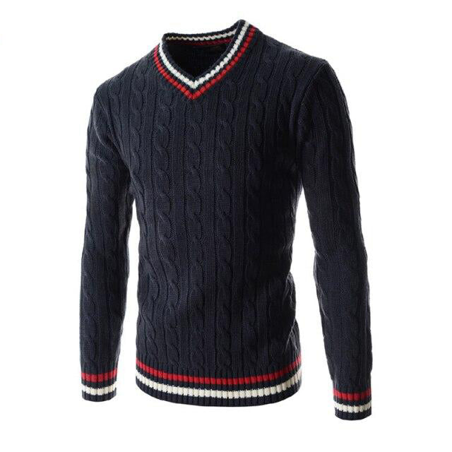 AshoreShop Mens Knitted pullover Long Sleeve Vneck Vintage Sweater