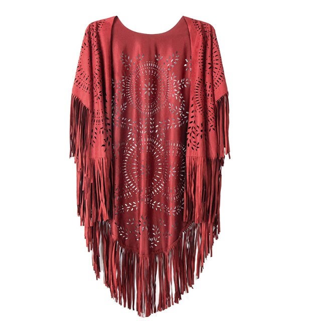 Fashion Summer Long Women Cape Shawl Open Poncho Elegant Suede Tassel Retro Simple Multicolor Dropshipping