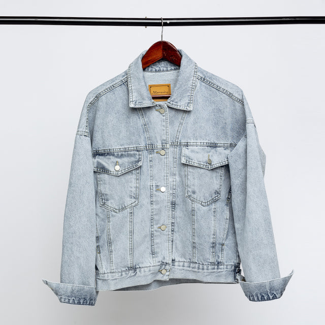 Women Loose Denim Jacket 2022 Trendy Oversize Denim Jackets Washed Blue Jeans Coat