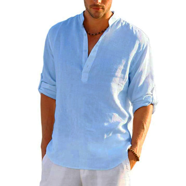 Ashore Vacation Shop 2022 New Mens Casual Blouse Cotton Linen Shirt