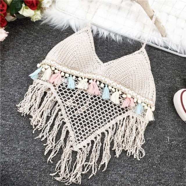 Boho Crochet tops women  halter top ropa de mujer sexy crochet camisole women