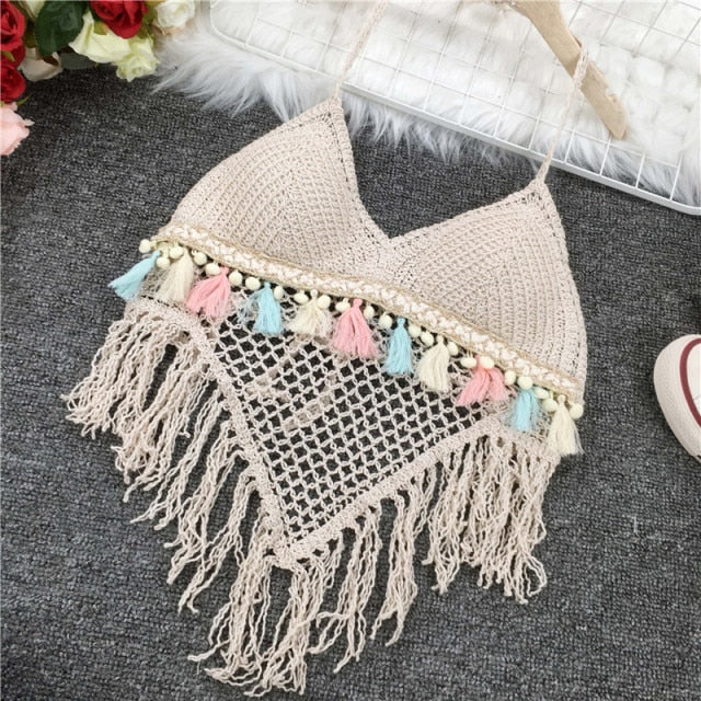 Boho Crochet tops women  halter top ropa de mujer sexy crochet camisole women