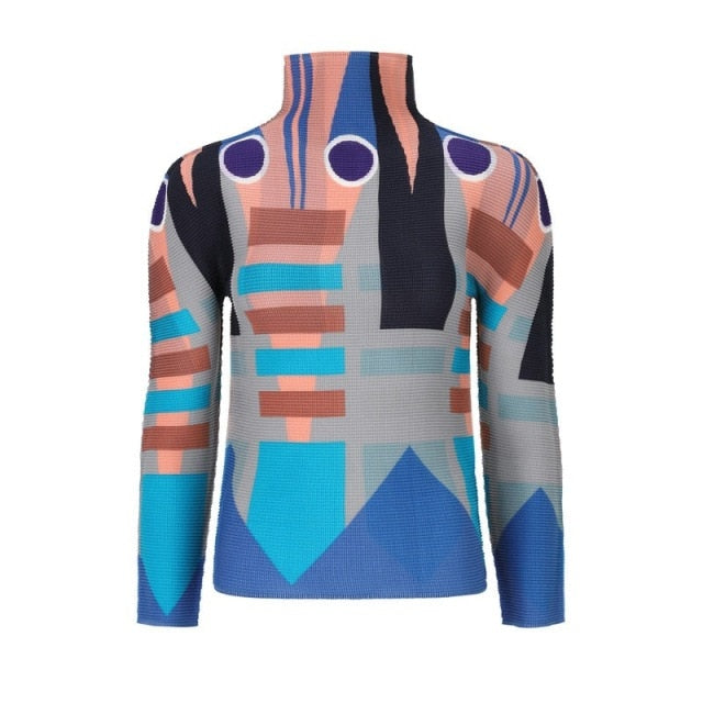 Ashore Ripple Stretch Bright Color Long Sleeve Modern Art Geometric Casual Fit Elegant New