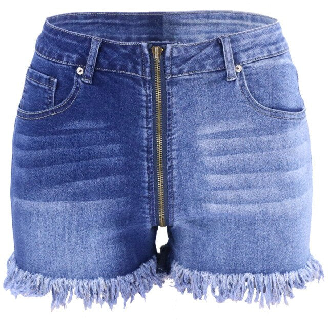 Fringe Patchwork Women Shorts Sexy High Waist Zipper Vintage Ladies Shorts