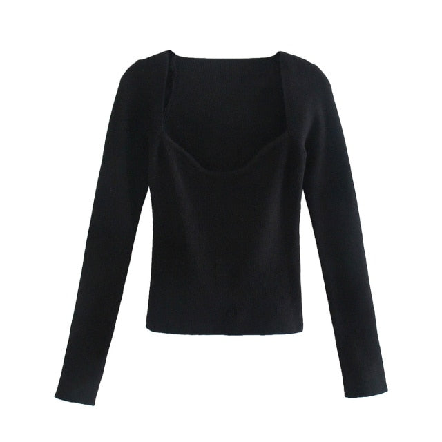 Chic Lady Casual Knitwear Basic Pullover Top Women Winter Za Woman