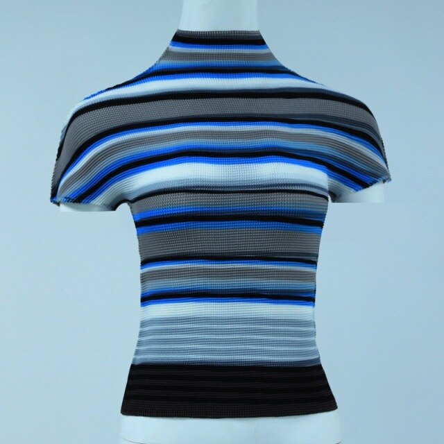 Ashore Ripple Stretch 2022 New Pleated T-shirt Famale Summer Short Sleeve Tops