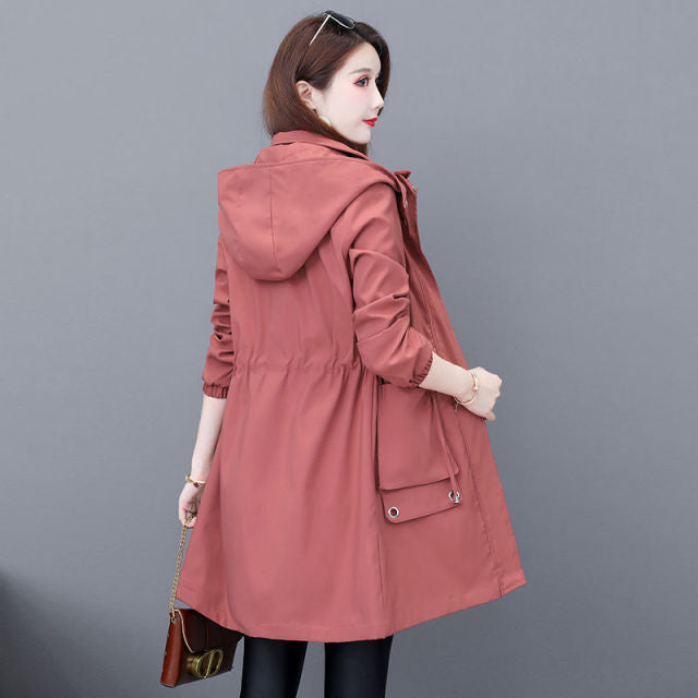 Spring Autumn Trench Coat Women Hooded Korean Clothes Casual Long Outerwear Female Long Sleeve Windbreaker