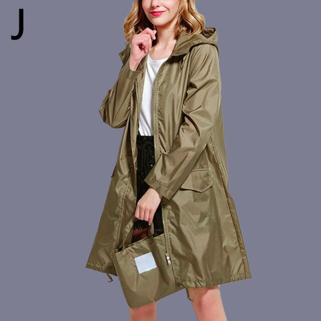 Waterproof Women Raincoat Rainwear Men Hooded Rain Coat Solid Color Portable Fold Thin Zipper Rainwear Outdoor Rain Cover