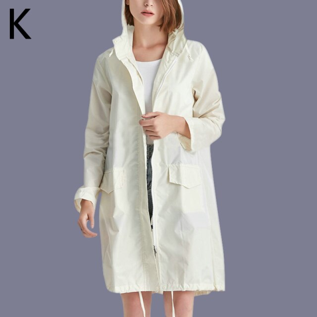 Waterproof Women Raincoat Rainwear Men Hooded Rain Coat Solid Color Portable Fold Thin Zipper Rainwear Outdoor Rain Cover