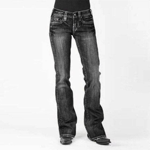 Women Jeans Pants Fashion Women Classic Fit Jeans Washed Slim Jeans