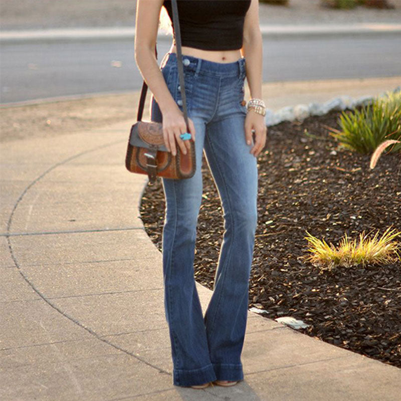 Womens Flare Jeans Vintage 60's Stretch Denim Pants