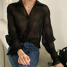 New 2022 Spring Vintage Elegant Women Chiffon Pleated Texture Blouses