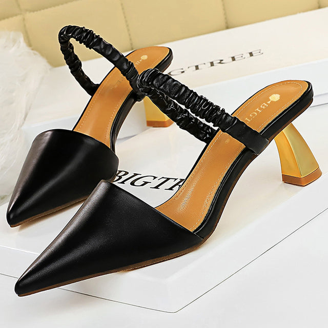 Sexy Shoes Pointed Toe Women Sandals Fashion Kitten Heels 6 Cm Sandals Slippers Summer