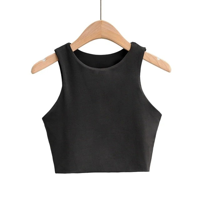 2022 Summer Fashion Women Sexy Slim Short Tank Top Crew Neck