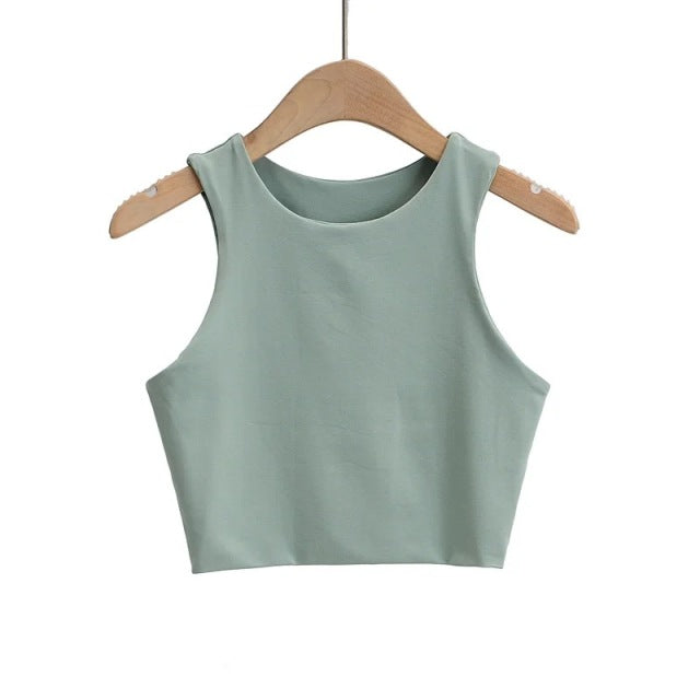 2022 Summer Fashion Women Sexy Slim Short Tank Top Crew Neck