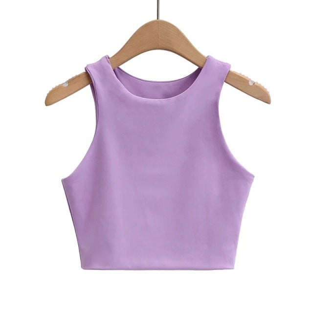 2022 Summer Fashion Women Sexy Slim Short Tank Top Crew Neck