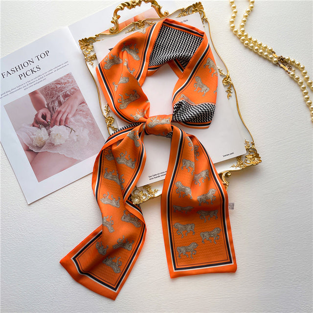 Luxury Brand Neckerchief Ribbon Scarf Women Design Head Band Hair Bands