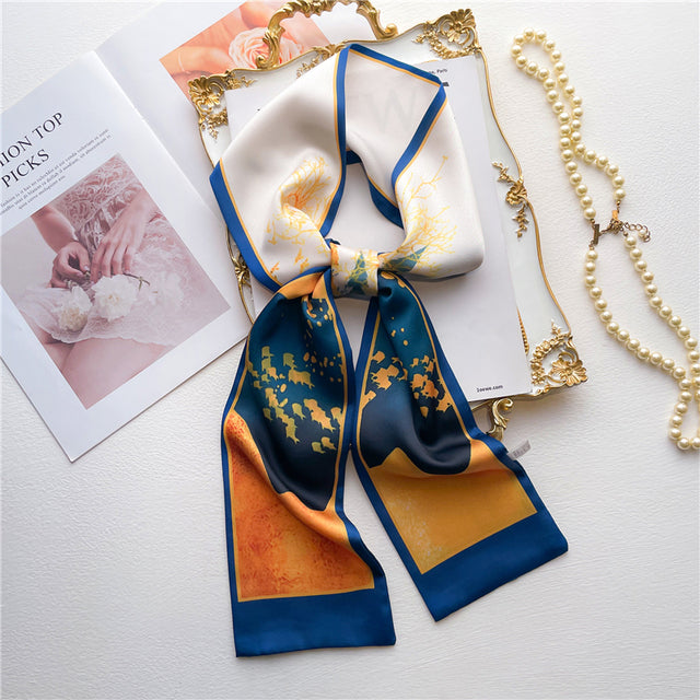 Luxury Brand Neckerchief Ribbon Scarf Women Design Head Band Hair Bands