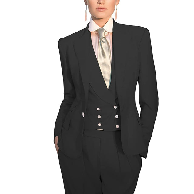 Women Suit 3 Piece Business Formal Work Wear Slim Pants Suit Blazer + Pants