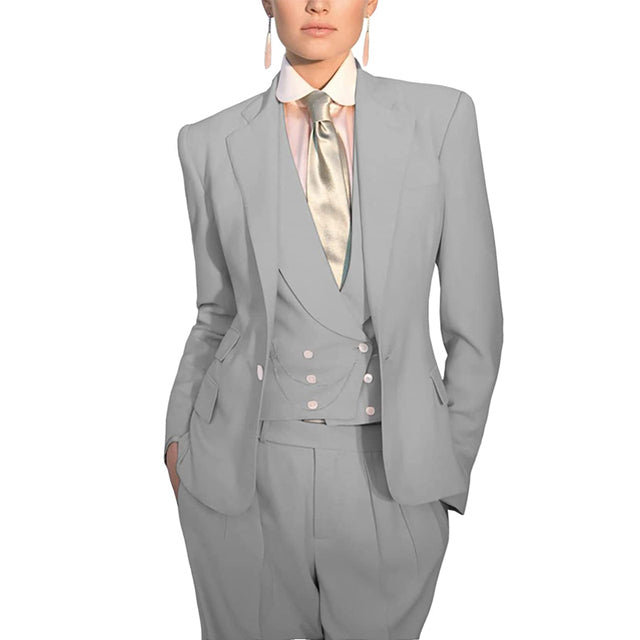 Women Suit 3 Piece Business Formal Work Wear Slim Pants Suit Blazer + Pants