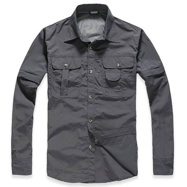 Men's Military Hiker Style Shirt Men Removable Sleeve Quick Dry