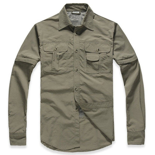 Men's Military Hiker Style Shirt Men Removable Sleeve Quick Dry