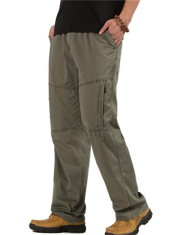 Plus Size New Men Cargo Pants Casual Cotton Straight Multi-Pocket Overalls Loose Trouser
