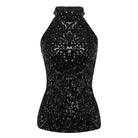 ASHORESHOP Glitter Sequins Women Fashion Shimmer Halter Neck Sleeveless Vest