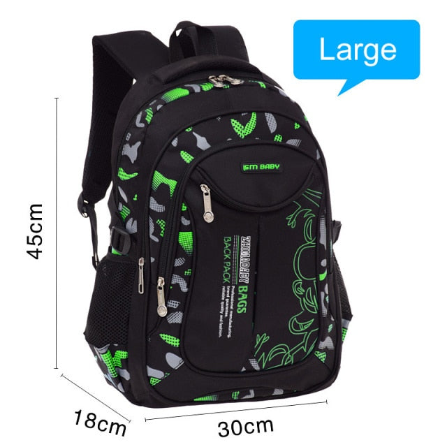 Waterproof Backpack Schoolbag For Male Casual School Bags For Boys 1-3-6 Grade