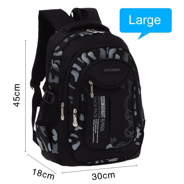 Waterproof Backpack Schoolbag For Male Casual School Bags For Boys 1-3-6 Grade