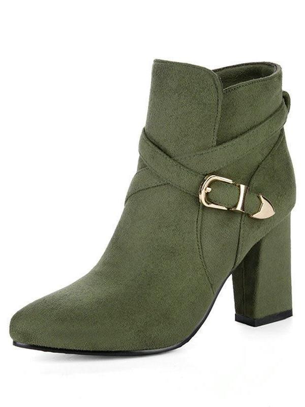 women ankle boots square heel and pointy toe