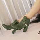 women ankle boots square heel and pointy toe